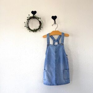 H&M Baby Girl Denim Jumper Dress 18M Medium Wash Pinafore Pockets